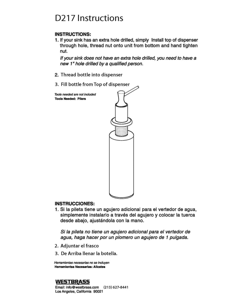 Westbrass R217-62 Kitchen Sink Deck Mount Liquid Soap/Hand Sanitizer Dispenser with Refillable 12 oz Bottle, Matte Black