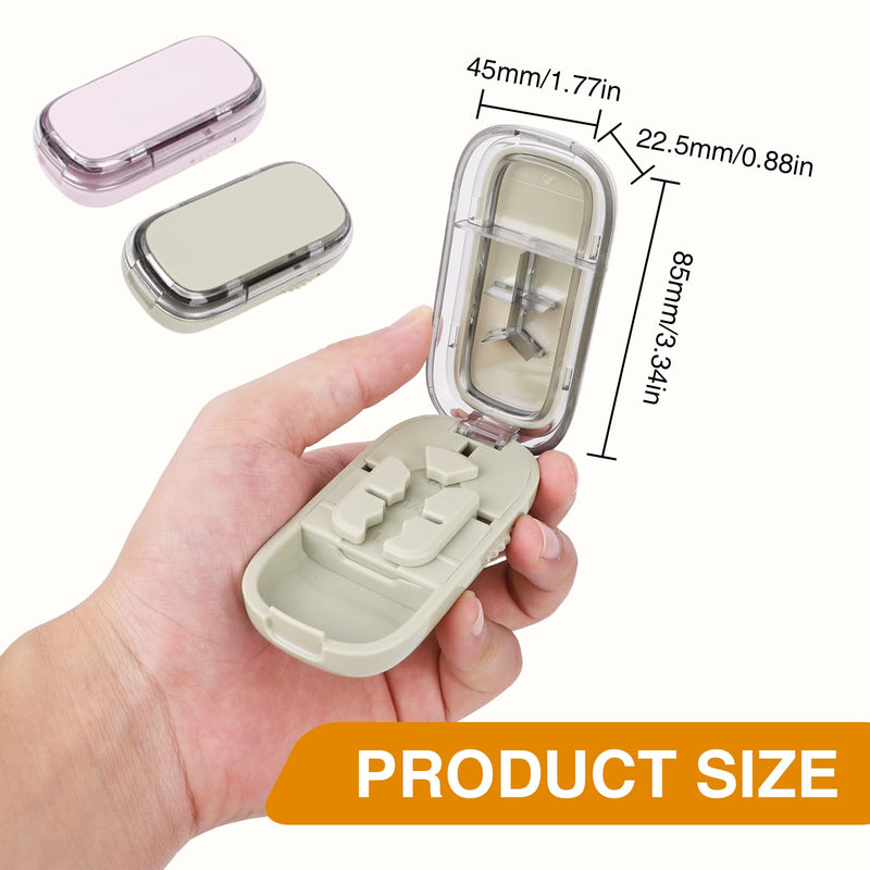 2PCS Portable Pill Cutter Splitter, 1/2 1/3 1/4 Pill Cutter Splitter for Small and Tiny Pills with Storage Box
