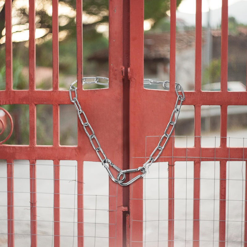 Gate Chain Lock, 20 Inch Stainless Steel Gate Link Chain Lock with Both-Ended Carabiners Chain Link Gate Latches for Outdoor Fences, Pet Cages, Dog Horse Goat Cow Corral Supplies