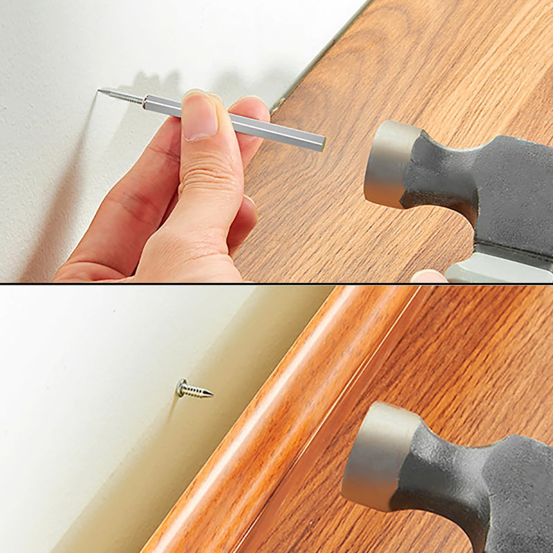 200Pcs Double-Head Skirting Thread Seamless Nail, Skirting Line Without Marks Nail,Invisible Security Screws,Solid Wood Baseboard Double-Headed Nails,Equipped with Nail Specific Sleeve Tool 200