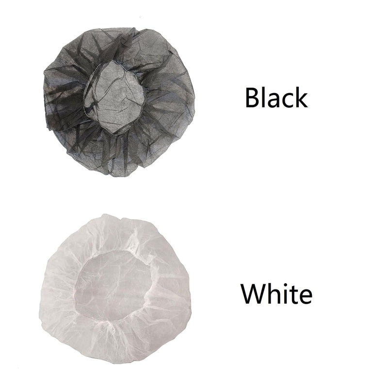 Hair Nets Disposable Bouffant Caps for Food Service Beauty Home Cleaning Extra Large White and Black 24 Inch_100 PCS