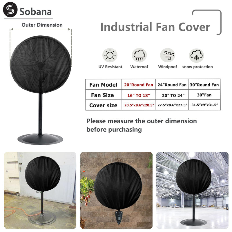 Wall Mount Fan Cover,Suitable for 18-20 Inch Industrial Fan and Pedestal Fan,Waterproof Dust Proof Anti-UV Outdoor Fan Covers,Black For 18-20" Fan
