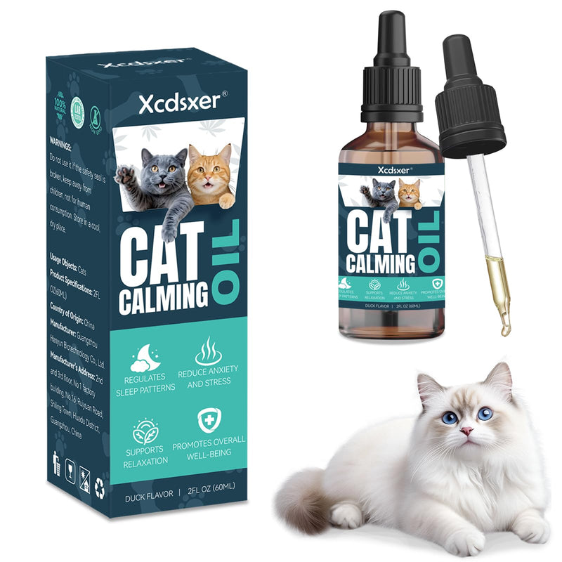 Cat Anxiety Relief Drops - Natural Stress Relief for Anxious Cats, Soothes Loud Noise & Separation Anxiety, Promotes Deep Sleep, Safe for All Breeds & Ages BROWN M1