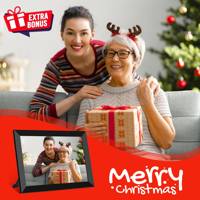 SSAWiFiFrame WiFi Digital Picture Frame,Share Photo via App or Email from Anywhere 10.1‘’ IPS Touchscreen,Auto-Rotate Support Music/Calendar/Weather/Clock, No Limited Cloudly Free App 10.1inch SSA