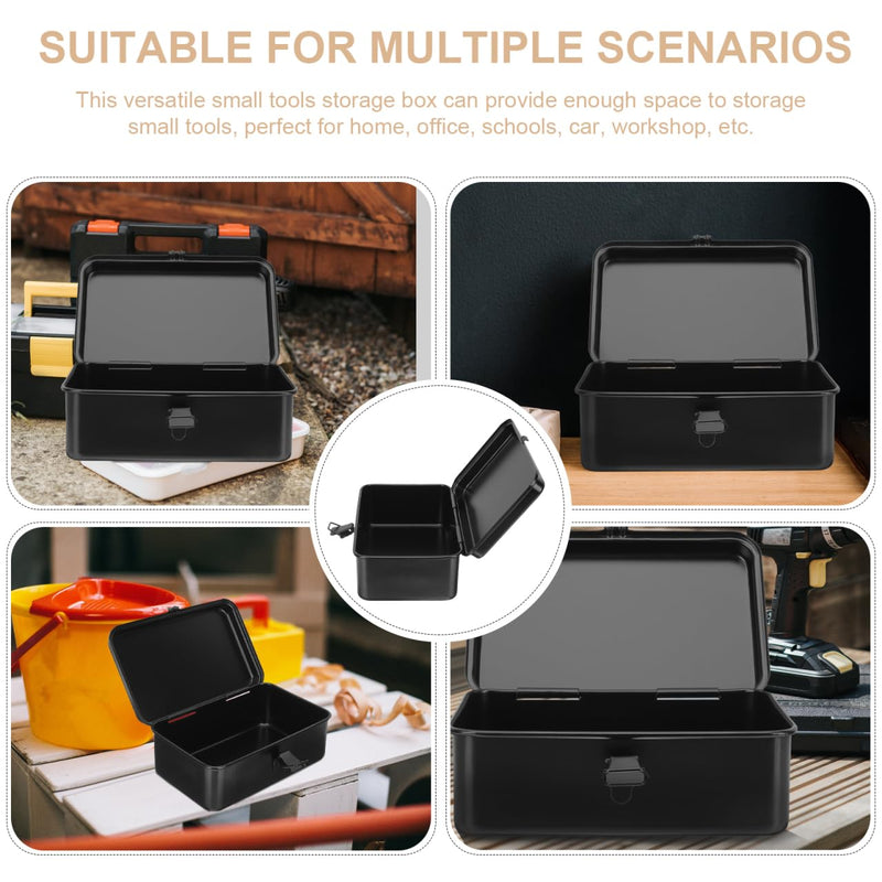 Tofficu Small Tool Box Metal Tool Box Organizer for Small Parts Portable Storage Case with Buckle 7.87 X 4.92 X 3.07 in for Home Garage Workshop