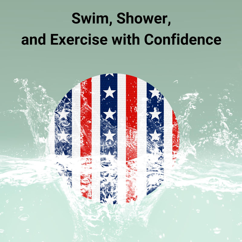 Freestyle Libre 3 Sensor Covers, 16 Printed Waterproof Libre 3 Covers, 1 Hardshell Cover for Enhanced Safeguard, Breathable, 14 Days Protection with Style (Patriot Collection) Printed 16+1 (Patriot)