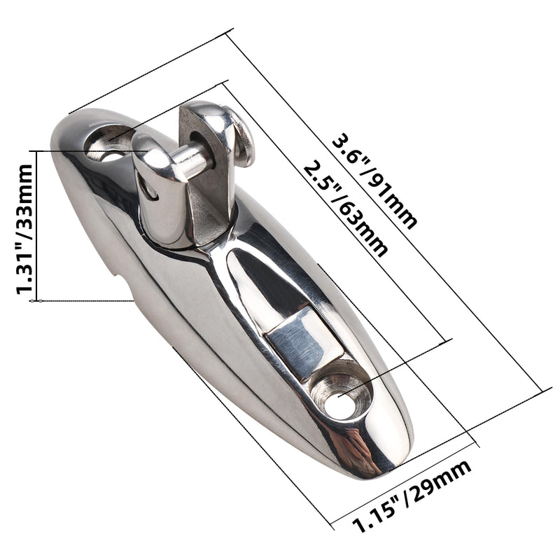 NovelBee 3.6in 4pcs Boat Bimini Top Swivel Hinge,316 Stainless Steel Deck Side Mount Quick Release 360 Degrees Hinge for Boat Yacht
