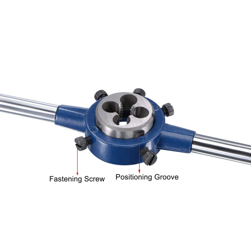 uxcell Round Die Stock Handle Wrench Set, 3/8-16 UNC Threading Die and 30mm Die Holder (Fits: 20mm-30mm OD Die / M9-M11 Thread Die) Adjustable for Bolt Thread Repair