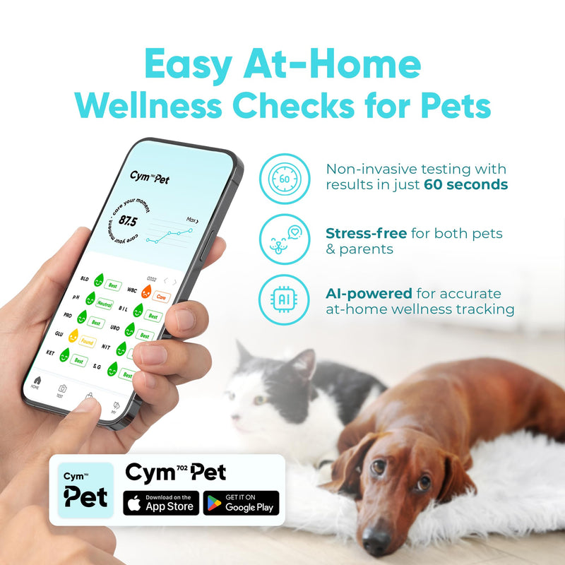 Pet Urine Test Kit with AI App | Dog & Cat Strips | Glucose, Protein, Blood, pH & More | 10 Wellness Indicators | 60s Non-Invasive at Home [5 Tests] 1