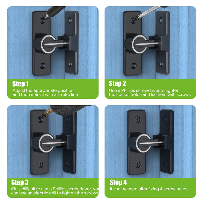 Barn Door Lock Hardware, 90 Degree Heavy Duty Safety Gate Latches Flip Bolt Latch Lock, Barn Sliding Door Latch Suitable for Garden, Bathroom, Outdoor, Window (Luminous-2PCS) Luminous-2PCS