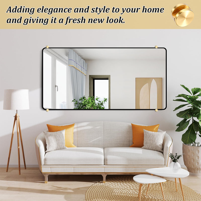 8PCS Frameless Mirror Mounting Hardware Kit 5-12mm Thick Glass Clamps Brass Mirror Glass Hanging Bracket Mirror Mounting Clips for Wall Bathroom Dresser