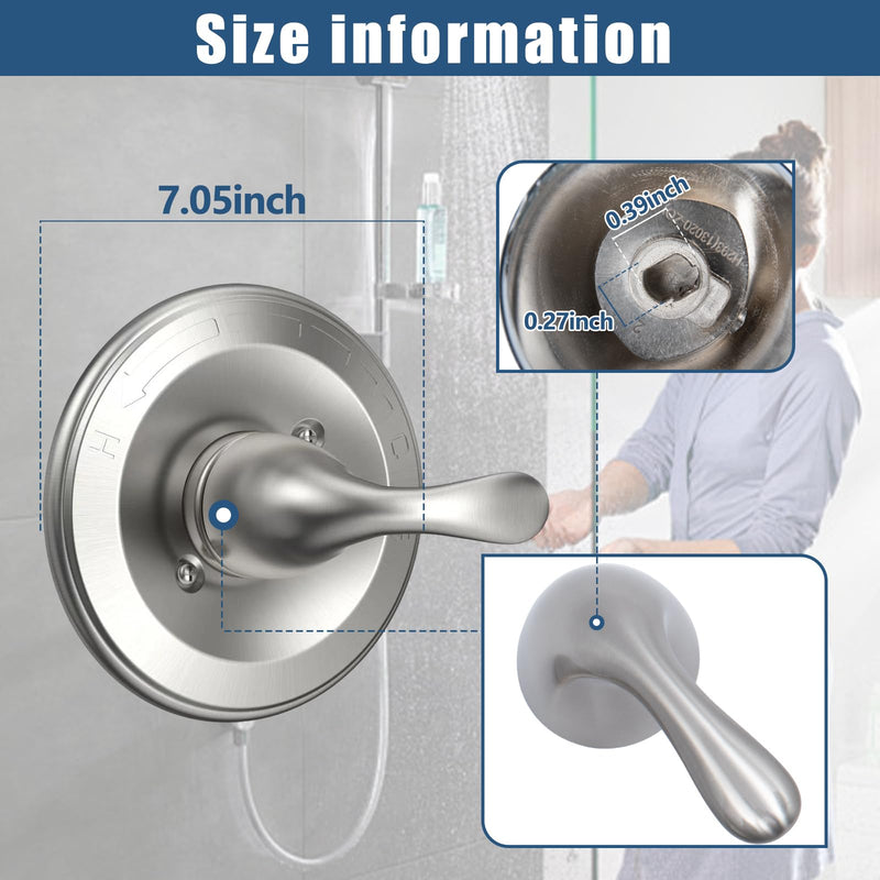 T13020-SS Brushed Nickel Shower Handle Replacement for Delta Classic 13/14 Series Single-Function Handle Trim Kit, Compatible with Shower Valve R10000 Series (RP46074 Included) C