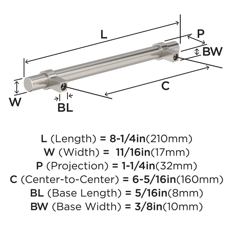 Amerock 10 Pack 6-5/16" Central Satin Nickel Drawer Pull