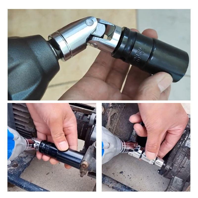 Universal Joint Socket Adapter, 3/8-In Drive CR-V Access Fasteners at Any Angle Swivel Socket, Universal Joint Socket Adapter, Suitable for Narrow Spaces 3/8 inch