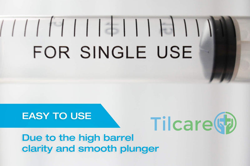 5ml Syringe Without Needle Luer Lock 100 Pack by Tilcare - Sterile Plastic Medicine Droppers for Children, Pets or Adults – Latex-Free Oral Medication Dispenser - Syringes for Glue and Epoxy