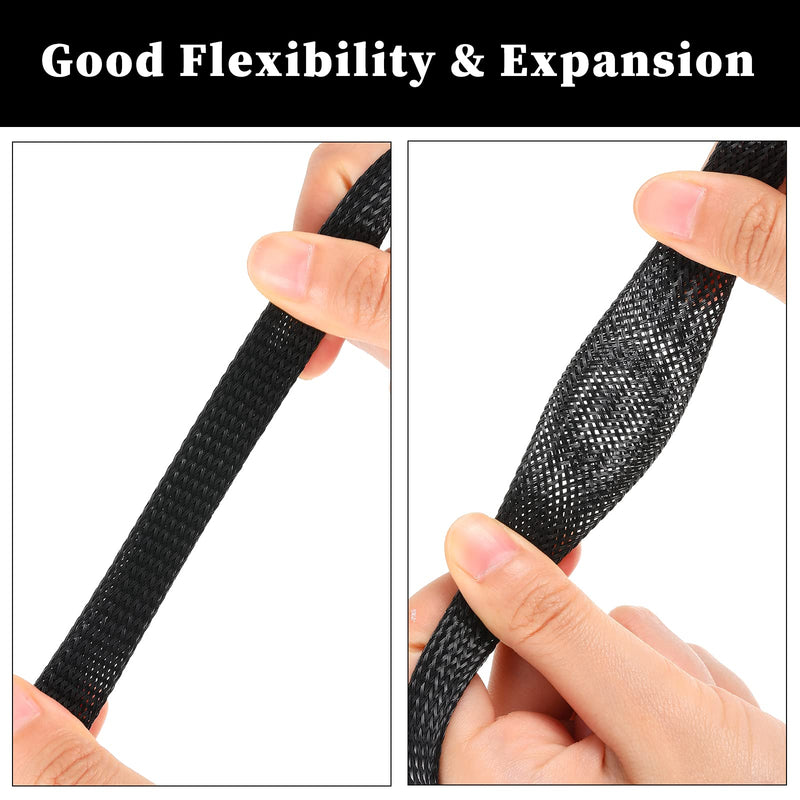 96ft Wire Loom Braided Cable Sleeve Covers Cord Management with 127 Pieces Tube Heat Shrinkable for Audio Video Cable Cord Protectors from Pets (Black and Red,1/2 Inch, 1/4 Inch, 3/8 Inch) 1/2 Inch, 1/4 Inch, 3/8 Inch Black and Red