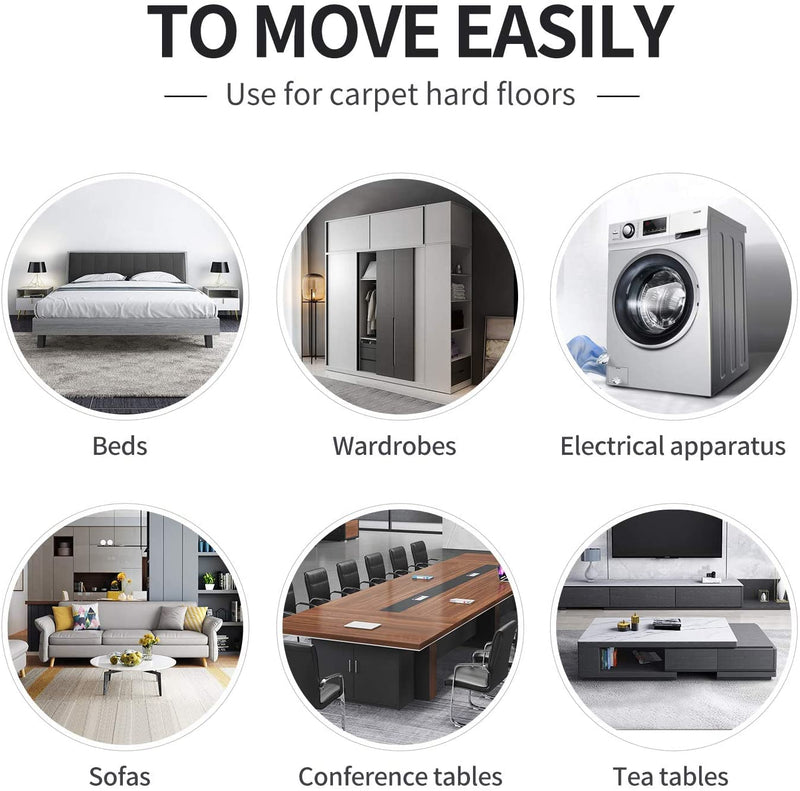 8 Pack Large Furniture Movers Sliders for Carpet, 9 1/2" x 5 3/4" Reusable Oval Furniture Moving Pads, Sliders for Moving Heavy Bed Sofa Fridge Couch Cabinet, Move Items Quickly and Easily (Black) Black 9 1/2" x 5 3/4"