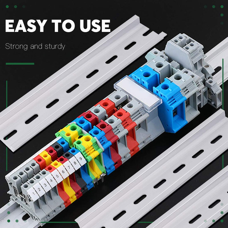 Keadic 15Pcs DIN Rail Slotted Aluminum Assortment Kit, 6 Inches Long 35mm Wide 7.5mm High 6 Inches - 15Pcs