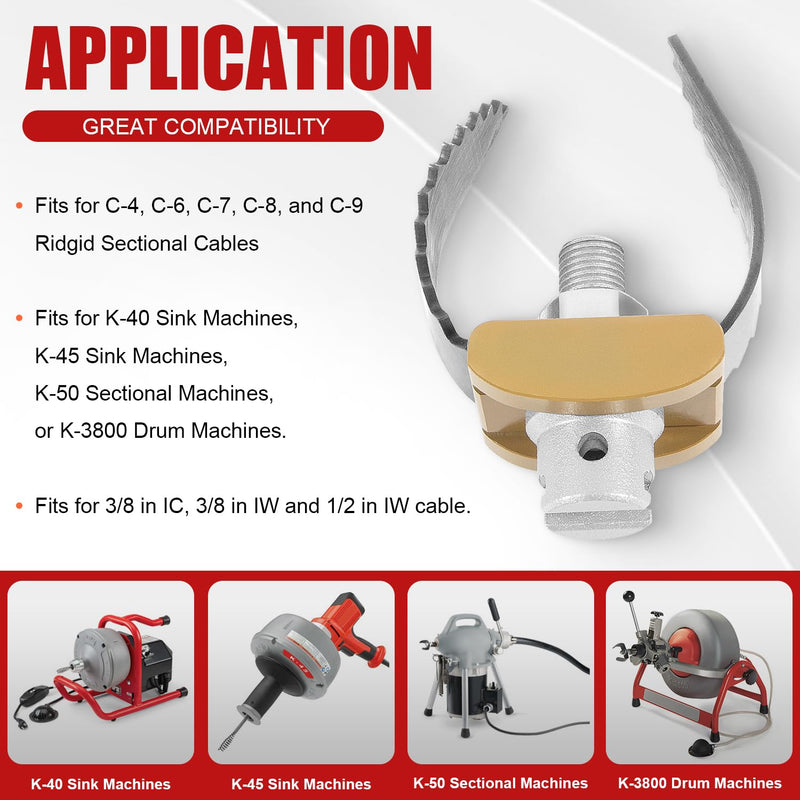 52812 T-230 2" Heavy Duty C-Cutter Drain Cleaning Auger for Ridgid Sectional Cables C-4 C-6 C-7 C-8 & C-9, Compatible with Drain Cleaning Machines K-40 K-45 K-50 K-3800