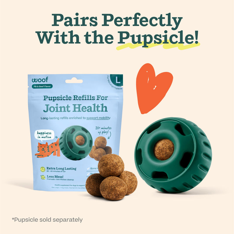 WOOF Hip & Joint Pupsicle Refill Pops - Dog Supplement for the Pupsicle Toy to Support Joint Health, Recovery, and Mobility - Large Pops Large 7 Count Hip & Joint Pops