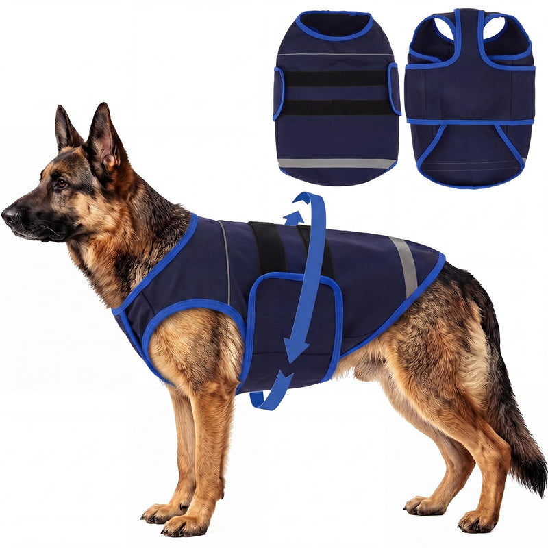 Nanaki Dog Anxiety Vest-Breathable Thunder Jacket for Dogs Fireworks,Thunderstorm,Separation-Adjustable Thunder Vest for Dogs Anxiety Relief,Vet&Grooming Visit,Car Rides, Fear&Over-Excitement Navy,M M(Chest: 24.4 inch)