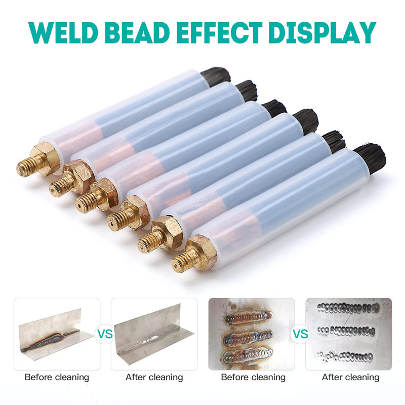 6PCS Weld Bead Cleaning Brush, Copper Head Weld Brush for Welding Bead Seam Polishing Machine M6 type (6PCS-M6) 6PCS-M6
