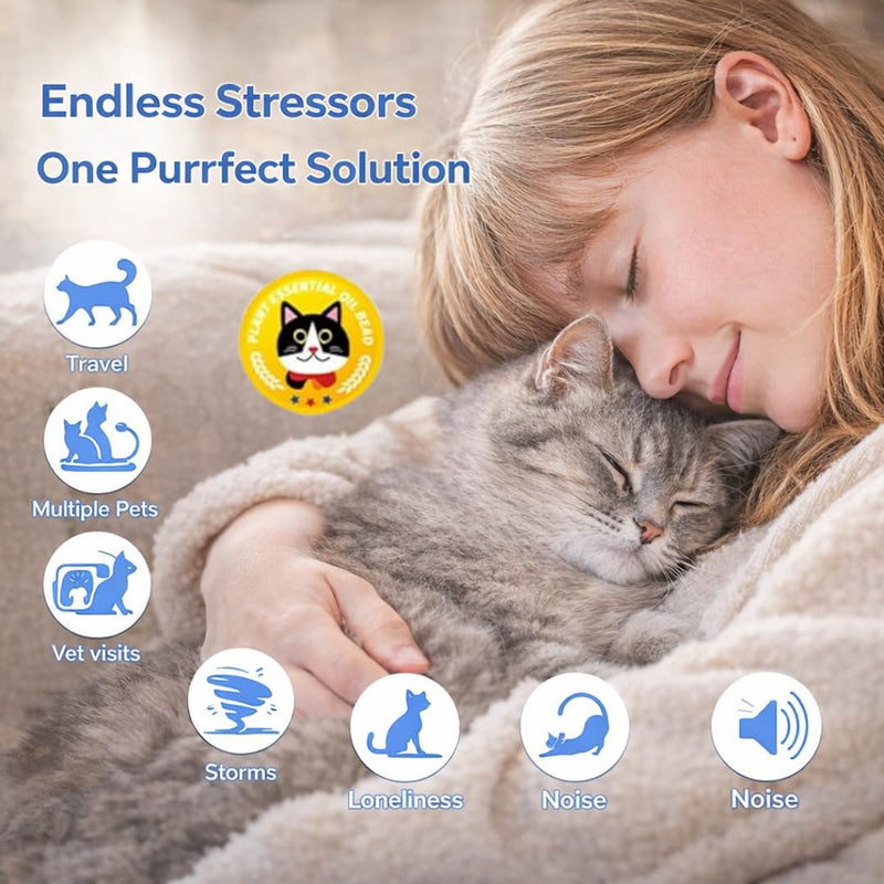 Cat Calming Pheromone Stickers (6 PCS), Natural Plant Essential Oil Diffuser Patches, Anxiety & Stress Relief for Cats, Vet Visits & Travel Essentials, 4-Bead Design for 72+ Hour Relief