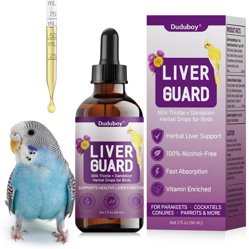 Milk Thistle Dandelion Liver Support for Pet Birds, Natural Seed-Heavy Diet Care for Aging Molting Birds, Helps Support Beak Condition, Detox Balance, Vitamin Formula for Parakeets Cockatiels Parrots