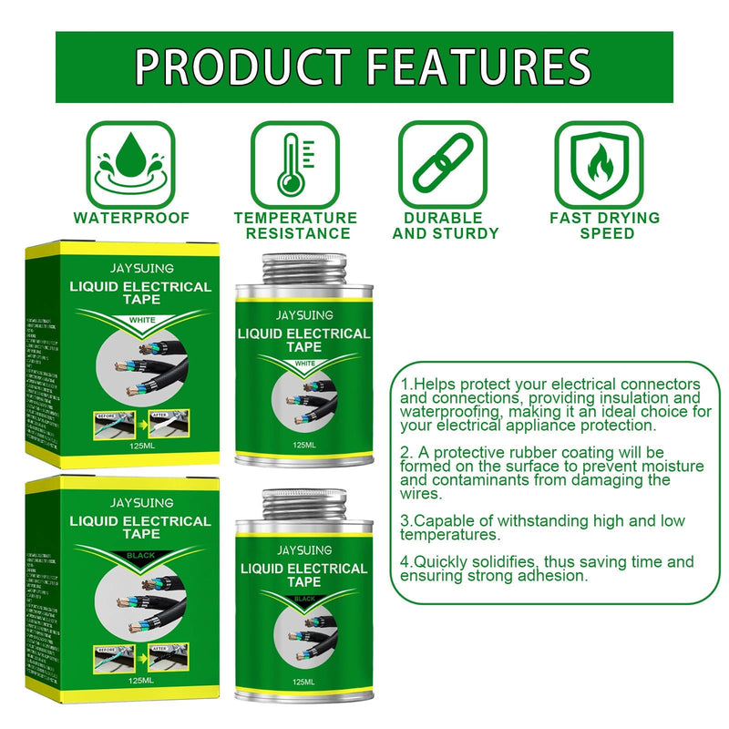 4.2 OZ(125ML) Liquid Electrical Tape,Liquid Electrical Tape Waterproof,Insulating Electrical Tape Glue,Liquid Electrical Tape Black,Quick-Drying, High Temperature