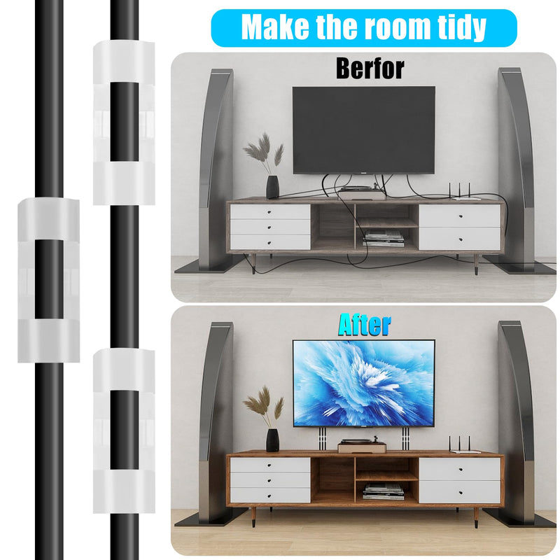 XHF 50pcs Medium Self Adhesive Cable Clips White,Wire Clips Cable Management Wire Organizer Cord Holder for Under Desk, Car, Wall, TV PC Ethernet Cable Medium-50pcs