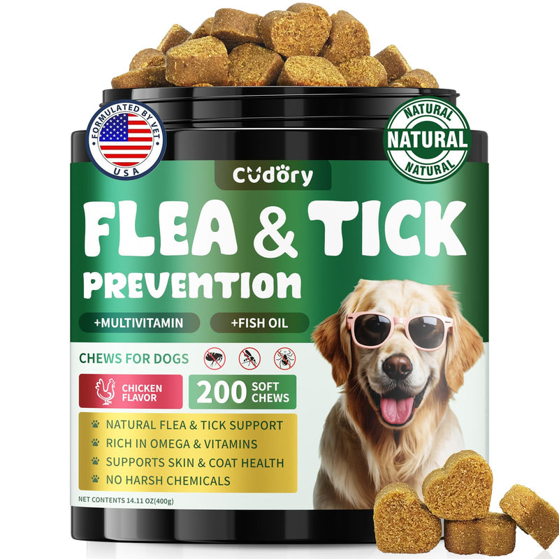 Flea and Tick Prevention for Dogs & Oral Flea & Tick Prevention for Dogs and Cats, with Multivitamin for Pets - Supports Healthy Skin & Coat