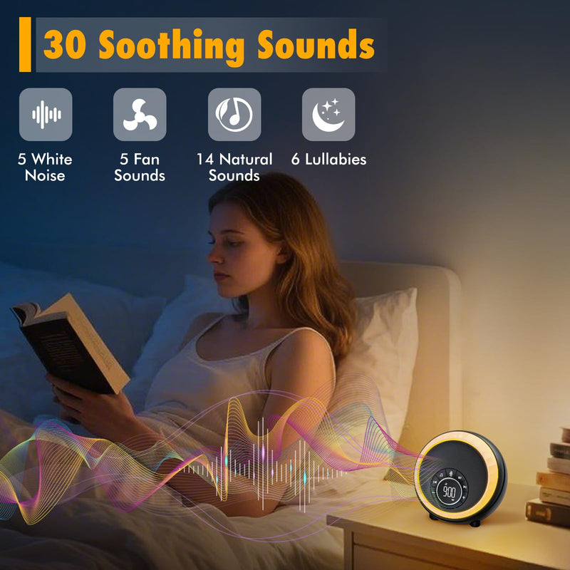 Night Light Bluetooth Speaker Alarm Clock, Portable Sound Machine with White Noise, Touch Bedside Lamp for Bedroom, Dimmable Warm Light, RGB Color Changing, Best Gifts for Teenage Boys Girls Standard