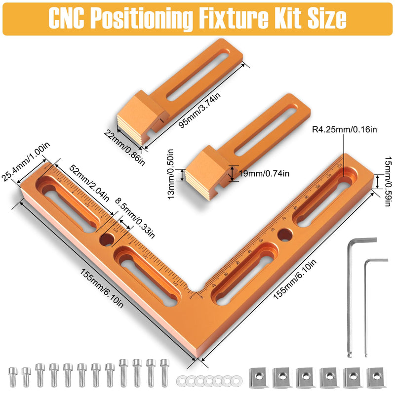 CNC Positioning Side Clamps Kit, Aluminum Alloy Vise, Adjustable Clamp for 3018 4040 CNC Router, T-Slot, Perforated & T-Track Table, Milling, Engraving, Woodworking, Metalworking, Acrylic & DIY