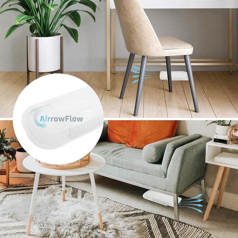 Sideways Floor Wall Air Vent Deflector for Under Furniture Heat and Air Deflecting, Fits Vents 3" - 7" Wide, Also Extends Lengthwise up to 17.5", Foam Tape for Tight Seal