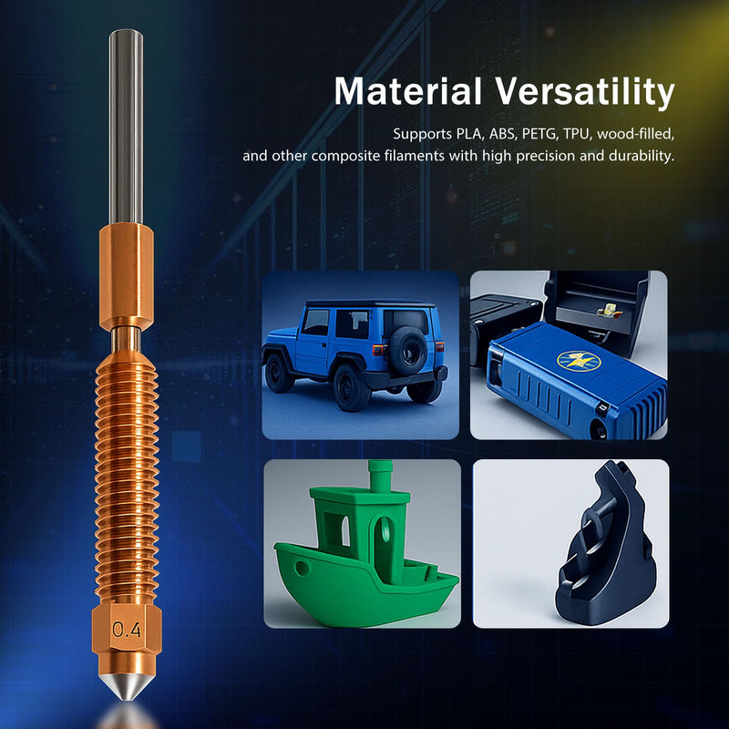 Creality K2 Plus Nozzle Kit, Unicorn Quick-Swap 3D Printer Nozzle Kit, Copper Alloy and Hardened Steel Nozzle Suitable for Creality K2 Plus 3D Printer (2PCS, 0.4mm)