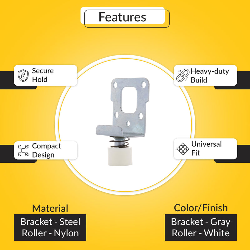 Brixwell Center Spring Loaded Roller Bracket Steel Material, Gray Finish, 1-3/4" Length, 1-3/4" Width, with 3/4" Roller Top Mount for Bi-Fold Closet Door Hardware Assembly, Pack of 5