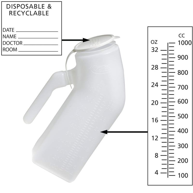 Carex Portable Urinal For Men - Male Urinal and Travel John - Plastic Urinal Opaque 1 Count (Pack of 1)
