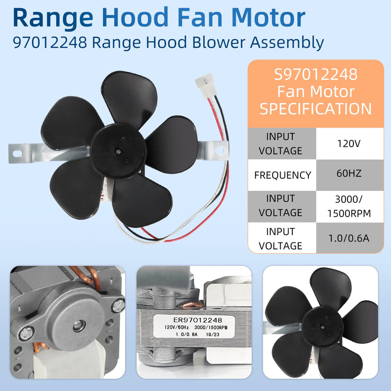 S97012248 97012248 Range Hood Fan Motor by Fetechmate Compatible with B-roan Nu-Tone Stove Range Hood 97012248 BP17 Fan Motor Replaces BP17 AP4527731 99080492 97005161 99080533 99080410 99080363