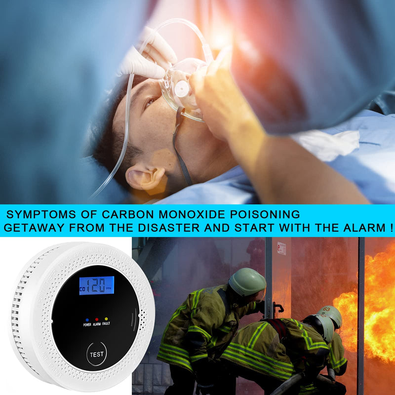 Smoke and Carbon Monoxide Detector Powered by Battery with Digital Display, Dual Alarm Sensor of Smoke and CO,Easy to Install 1 Pack