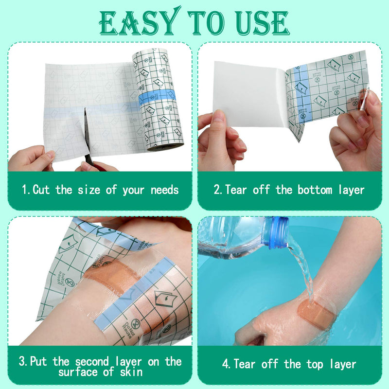 Transparent Dressing Adhesive Bandage Waterproof Bandage Clear Adhesive Bandages Stretch Tape for Tattoos Swimming (6 Inch x 5.47 Yard) 6x196.92 Inch (Pack of 1)