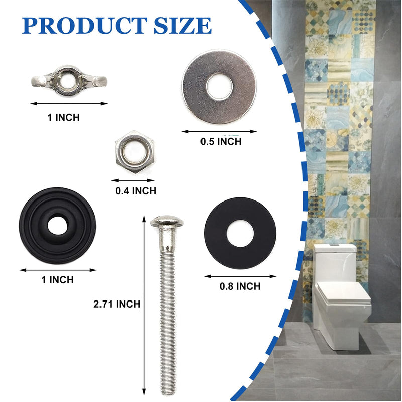Universal Toilet Tank to Bowl Bolt Kit, Heavy Duty Toilet Tank Replacement Kit, Waterproof and Rustproof Stainless Steel Toilet Tank Bolts(2 PCS) General model 2 Pack