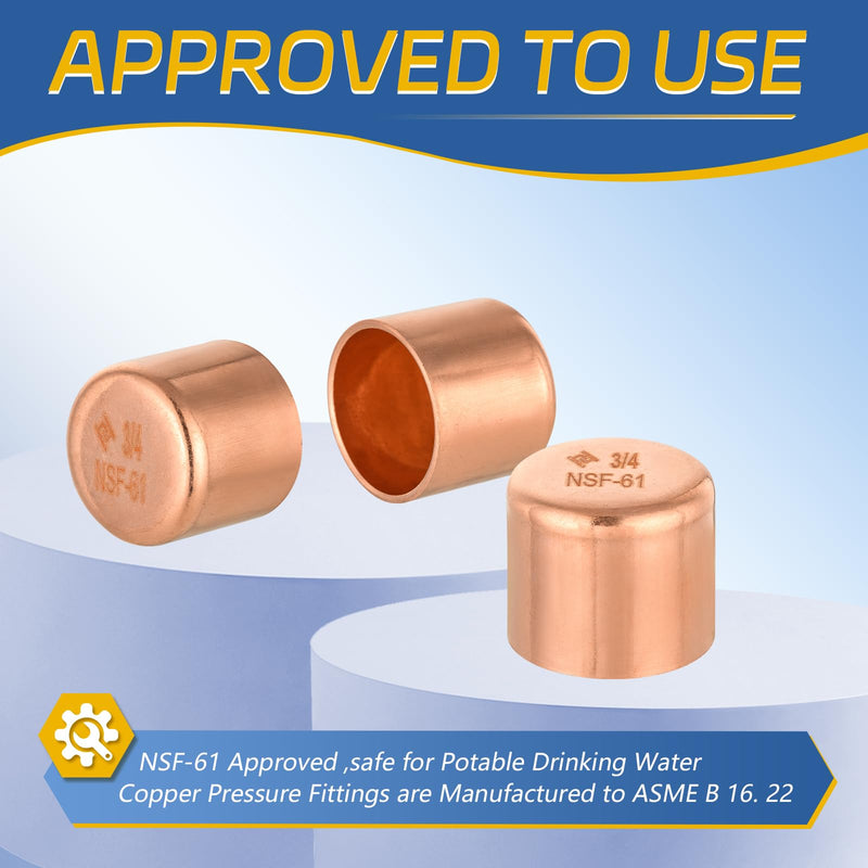 50PACK GUOFIS 3/4" Copper Sweat Plug End Cap Fitting(COPPER021-50) 50 3/4 Inch