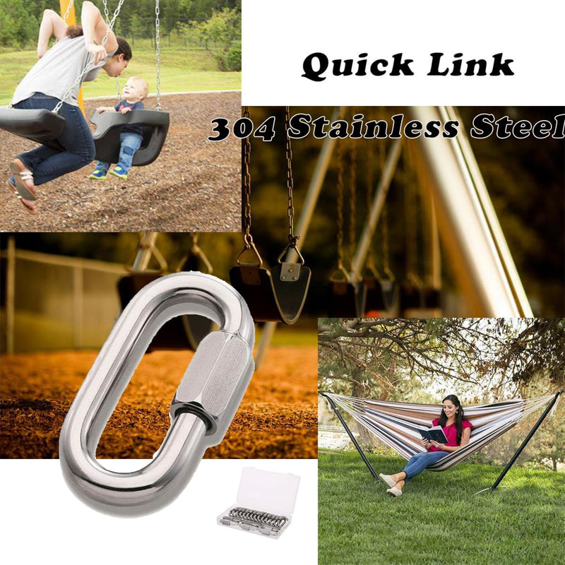 20Pcs 1/8Inch Quick Link 304 Stainless Steel,M3.5 Chain Link Oval Threaded,D Shape Repair Chain,174 Lbs Capacity,Large Dog Chain,Camping Equipment (M3.5) (m3.5) m3.5