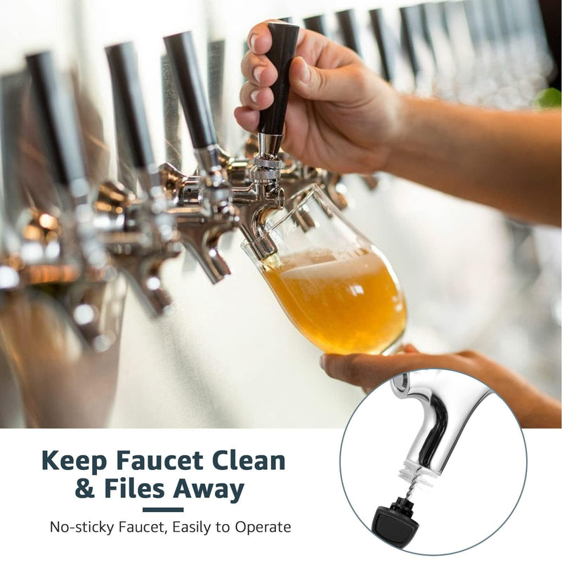 Beer Faucet Stainless Steel Beer Tap Faucet Keg Tap with Beer Faucet Tap Handle, Beer Tap Faucet Plug, Draft Beer Keg Tap Faucet for US Standard Kegerator Beer Tower Beer Shanks Beer Dispensing