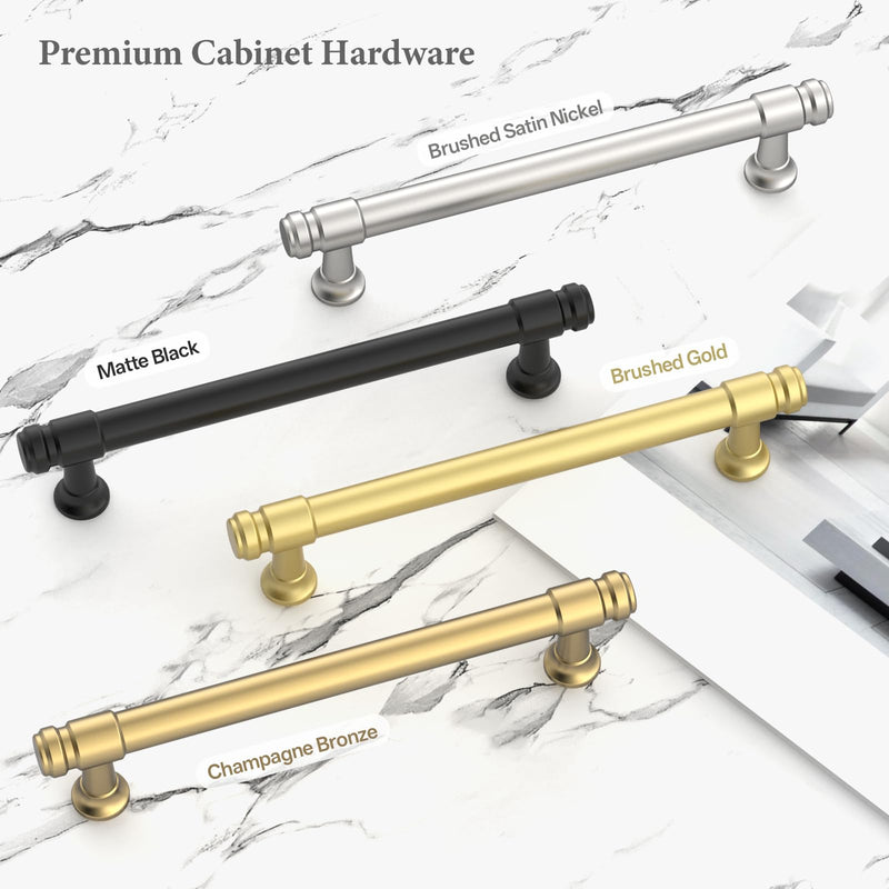 10 Pack 3 Inch(76mm) Kitchen Cabinet Handles Brushed Gold Cabinet Pulls Cabinet Hardware Drawer Pulls for Cupboard Wardrobe 2306 3"/76MM Hole Center 10 Pack