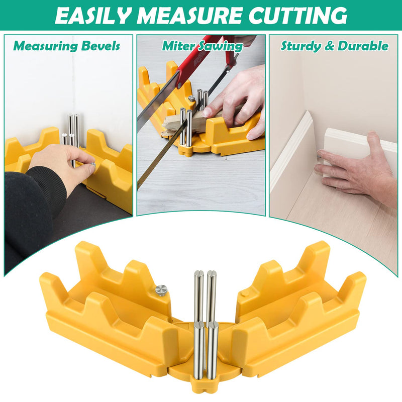 2-in-1 Mitre Measuring Cutting Tool,Miter Saw Protractor and 85-180°Angle Finderfor Home Improvement Carpentry Work (Yellow) Yellow