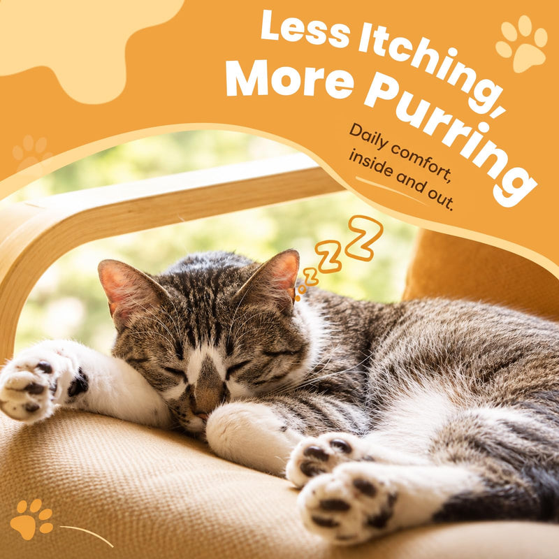 Cat Allergy Relief Chews for Cats, 500 Crunchy & Creamy Treats, Supports Itchy Skin, Paw Licking, Sneezing & Watery Eyes, Omega-3 Fish Oil + Probiotics, Immune Skin & Coat Support(90-Day Supply)
