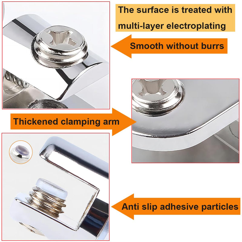 16 PCS Glass Clip Holder, Glass Shelf Bracket, Glass Clamp, Wall Mount Clamps for 3-8mm Glass Shelves, Adjustable Clamp Brackets Fit 3-8mm Thick