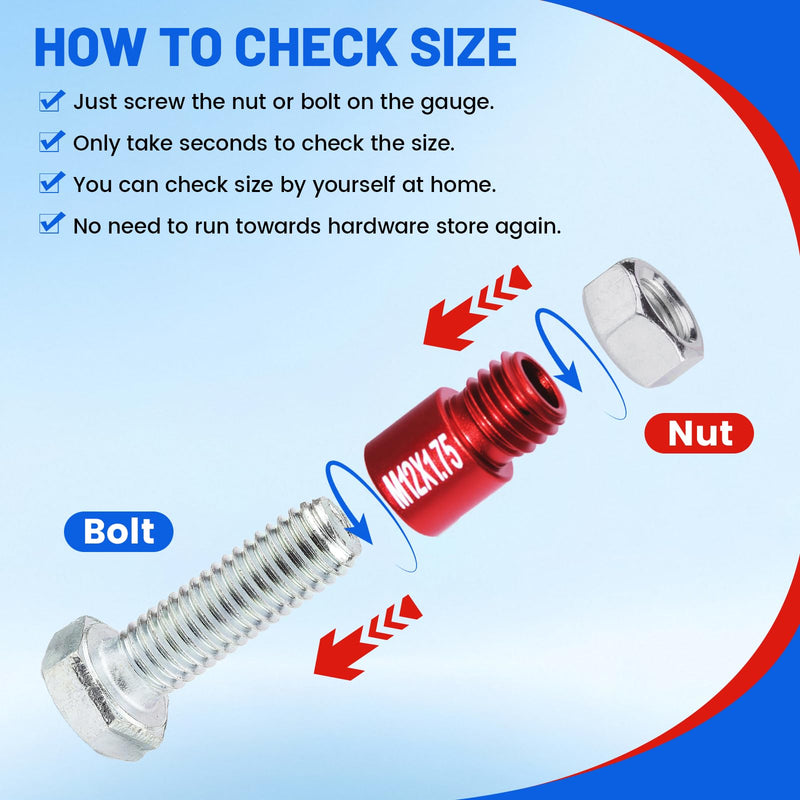 50PCS Thread Checker Kit – SAE & Metric Bolt Thread Checker, Nut & Bolt Size Finder Tool (27 SAE + 23 Metric) – Thread Gauge for Quickly Identifying Screw, Nut, and Bolt Sizes 50