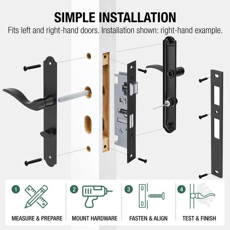 Flat Slot Storm Door Handle Complete Set, Fits for Pella,Larson,Wright Storm&Screen Doors, Perfect Ambidextrous Storm Door Handle Replacement with Key (Matte Black) Matte Black